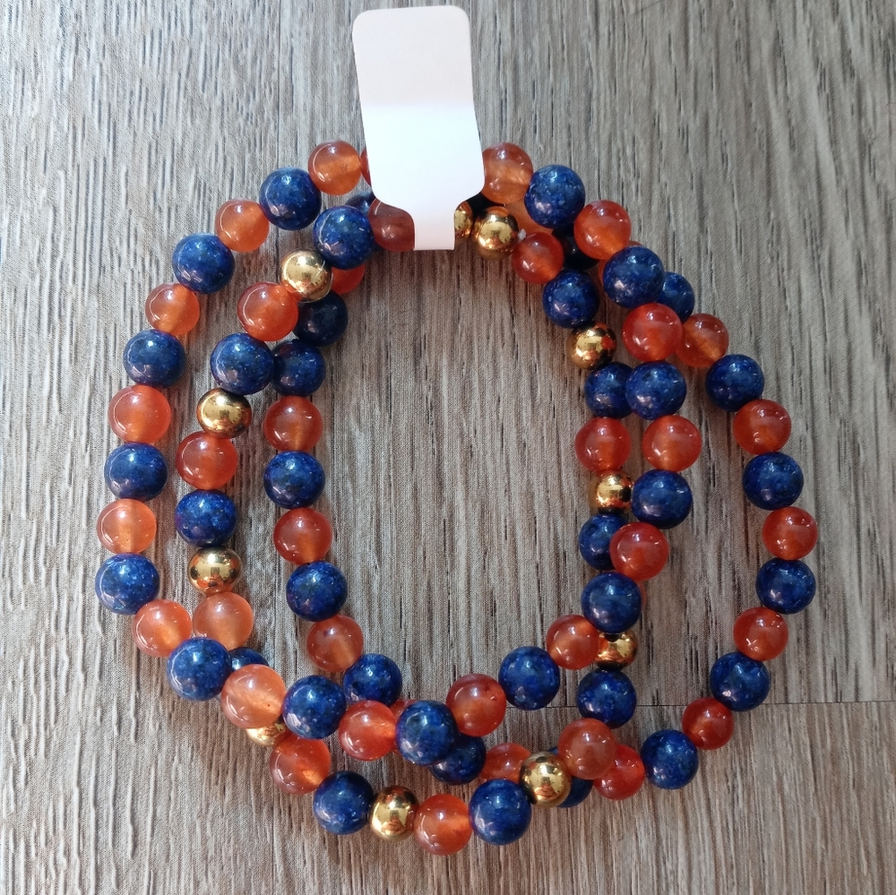 Sodalite & Red Agate Healing Stacked Bracelets